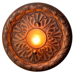 Belgian Wooden Flush Mount Light