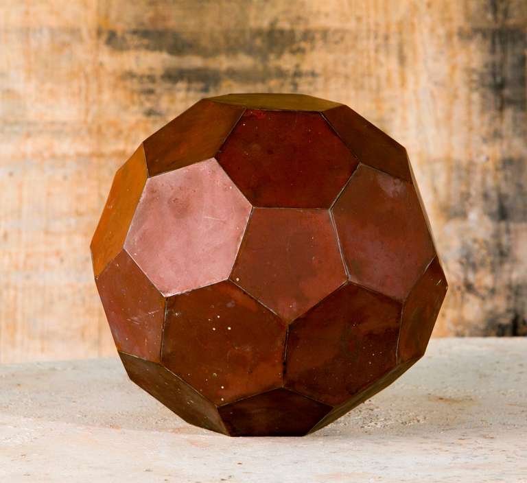 Hand made copper polyhedron from France. Hollow interior. Most probably used for as an academic model. Circa 1930s.