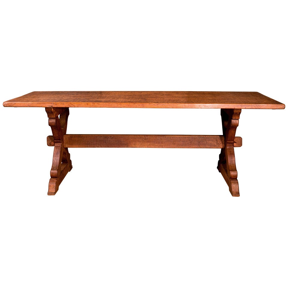 Hand-Carved Heavy Oak Table from France