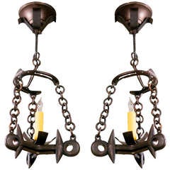 Pair of Vintage French Iron Horseshoe Pendants. circa 1940 8