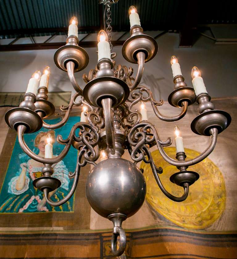 Dutch Antique Two-Level Flemish Style Chandelier