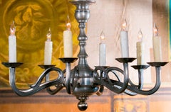 Vintage Art Nouveau-Style Pewter Chandelier