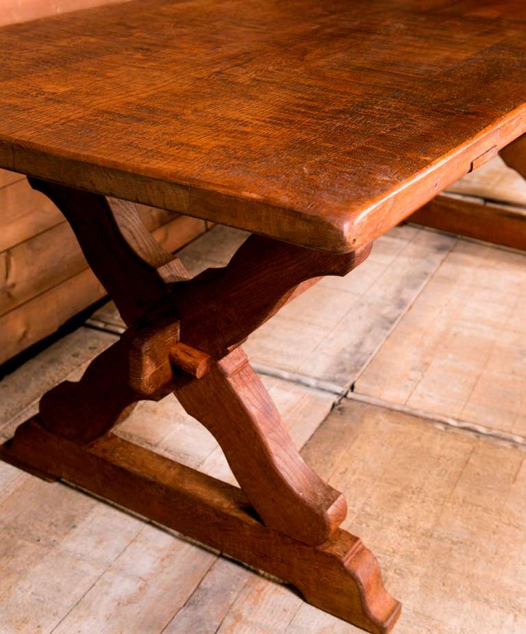 French Hand-Carved Heavy Oak Table from France