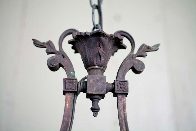 French Pair of Bronze Single Light Pendants from France, circa 1890