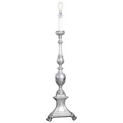 Hand-Cast, Vintage Pewter Floor Lamp