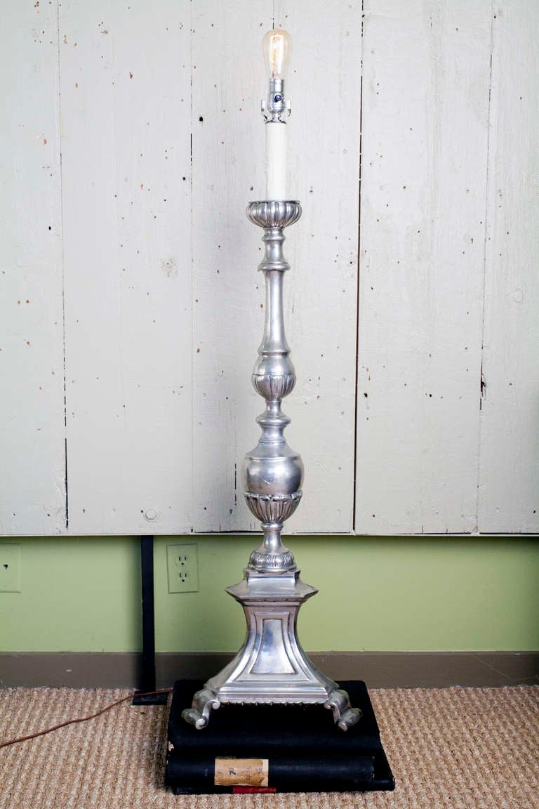 Hand-Cast, Vintage Pewter Floor Lamp at 1stdibs