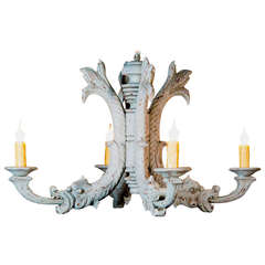 Hand-Carved European Wood Over-painted Wood Chandelier