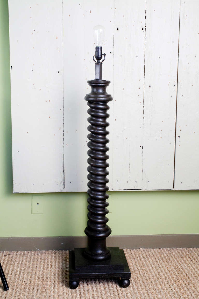 Hand-Carved Twist Floor Lamp