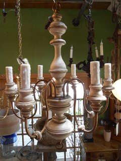 Vintage Italian Painted Wood and Iron Chandelier