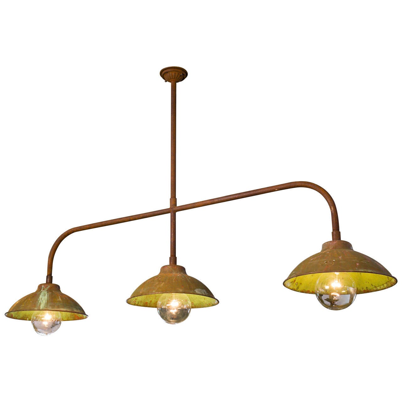 Industrial Kitchen Island Light of Copper and Iron For Sale at 1stdibs