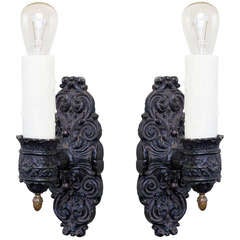 Antique Pair of Cast Iron Napoleon III Sconces