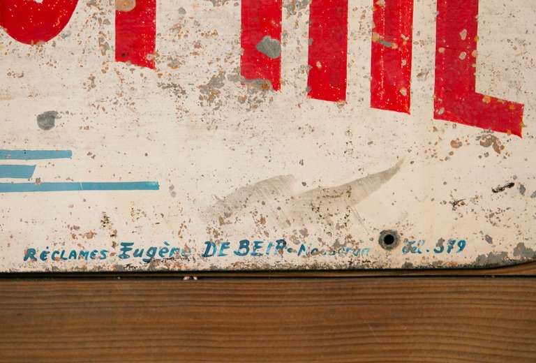 Mid-20th Century Vintage Belgian Metal Pigeon Sign