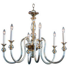 Vintage Hand-Blown Six-Arm Murano Chandelier