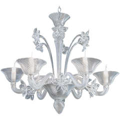 Unique Vintage Six-Arm Floral Murano Chandelier