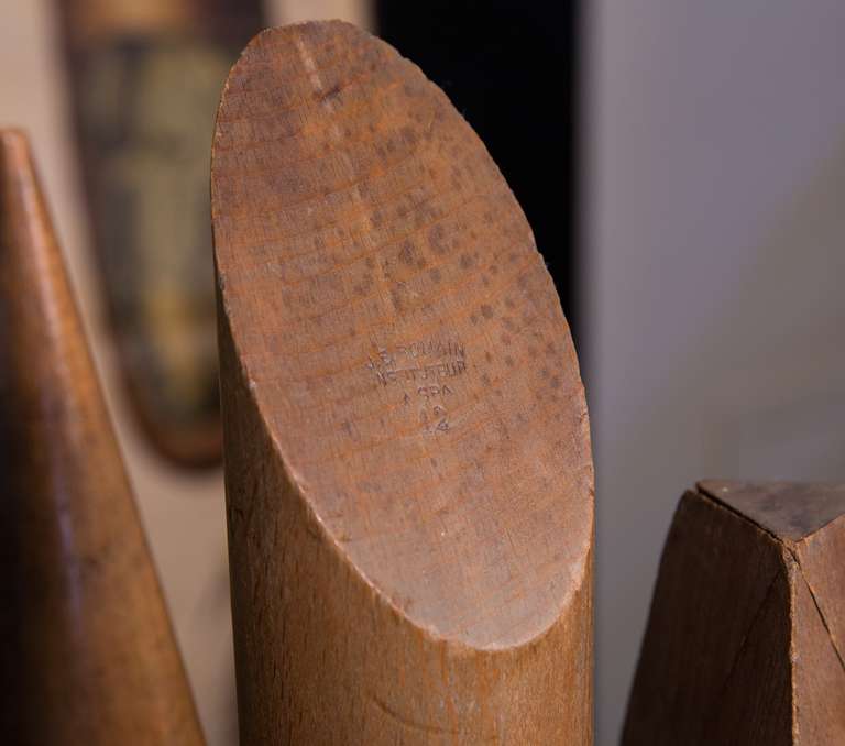 Mid-20th Century Set of Five Vintage Belgian, Wooden Geometric Shapes