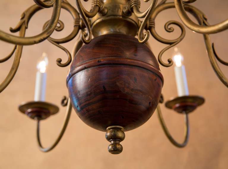wood brass chandelier
