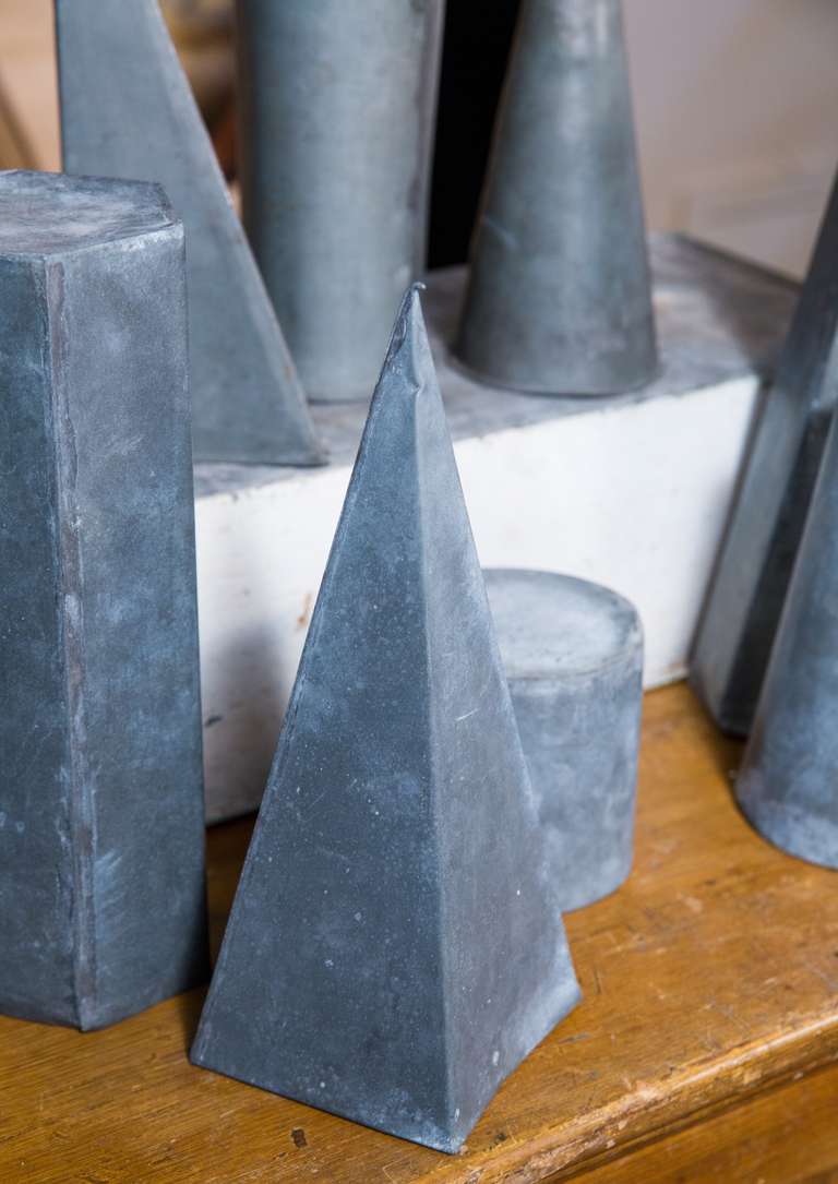 Vintage Belgian Zinc Geometric Shapes In Good Condition In Houston, TX