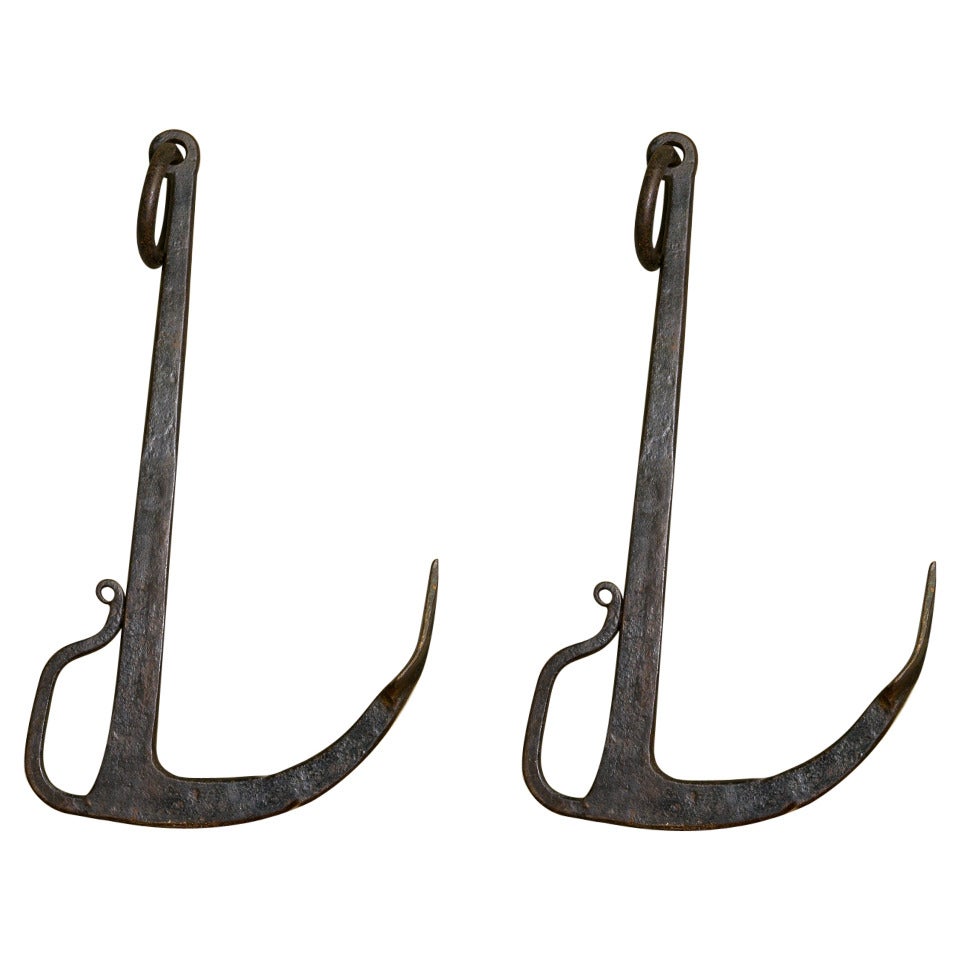 Pair of Antique French Iron Anchors For Sale at 1stdibs