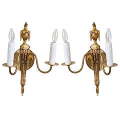 Pair of Vintage Empire Style Brass Sconce