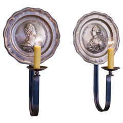 Pair of Vintage Pewter Sconces