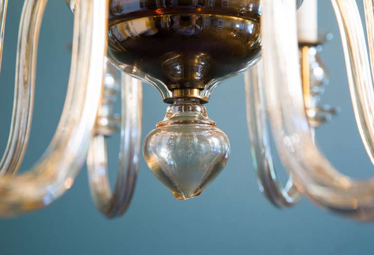 Hand-Crafted Vintage Eight Arm Moderne Murano Chandelier