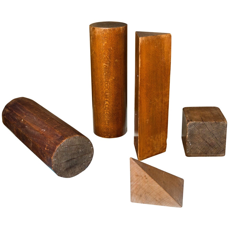 Set of Five Vintage Wooden Geometric Shapes