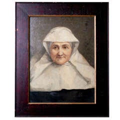 Vintage Original Painting of French Nun in Habit