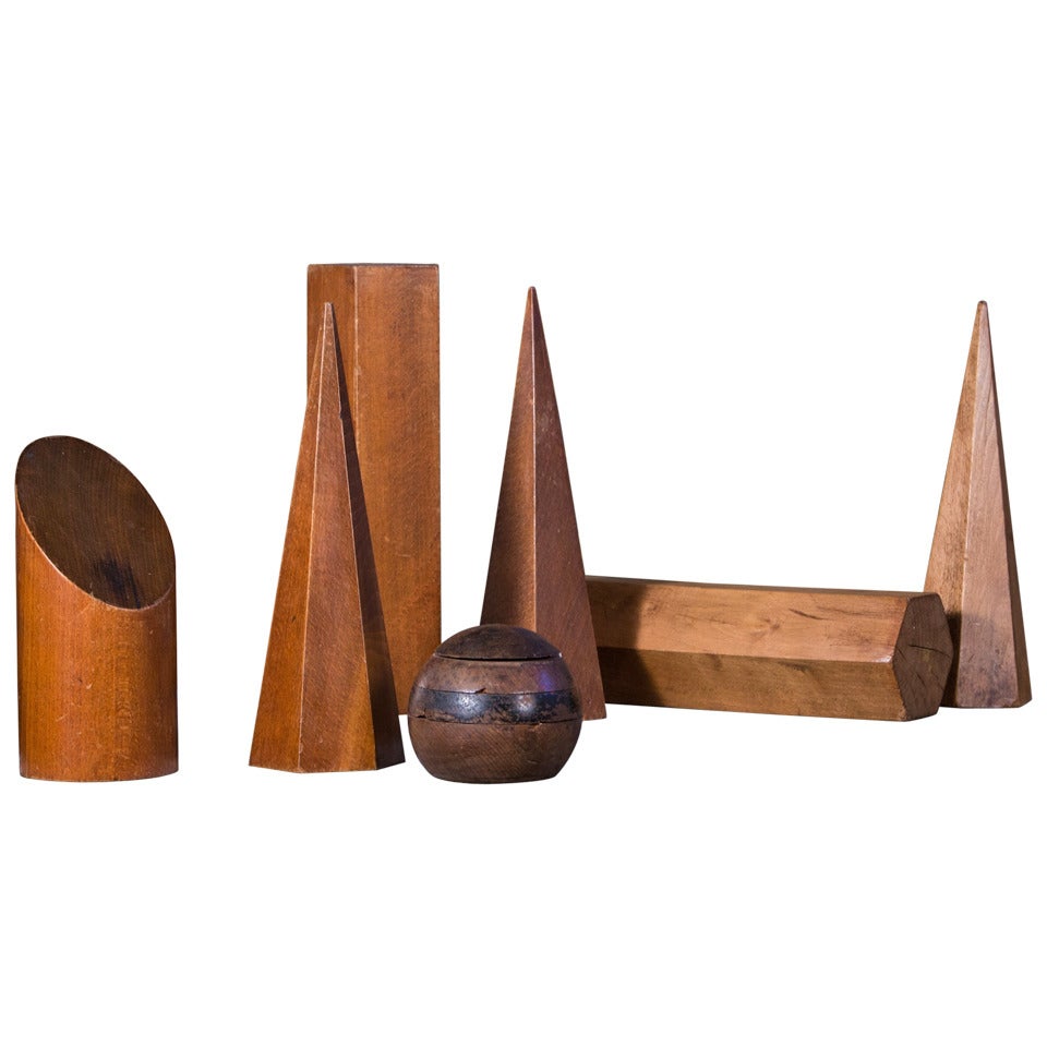 Set of Seven Vintage Wooden Geometric Shapes