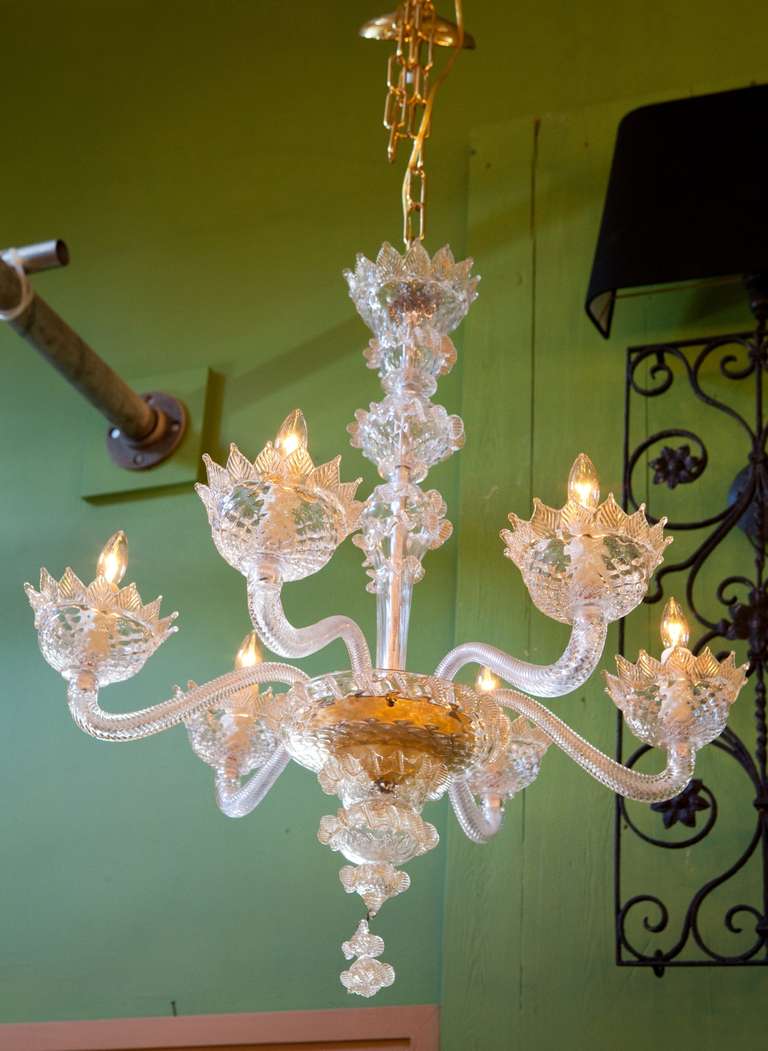 Vintage Italian Murano Six-Arm Chandelier