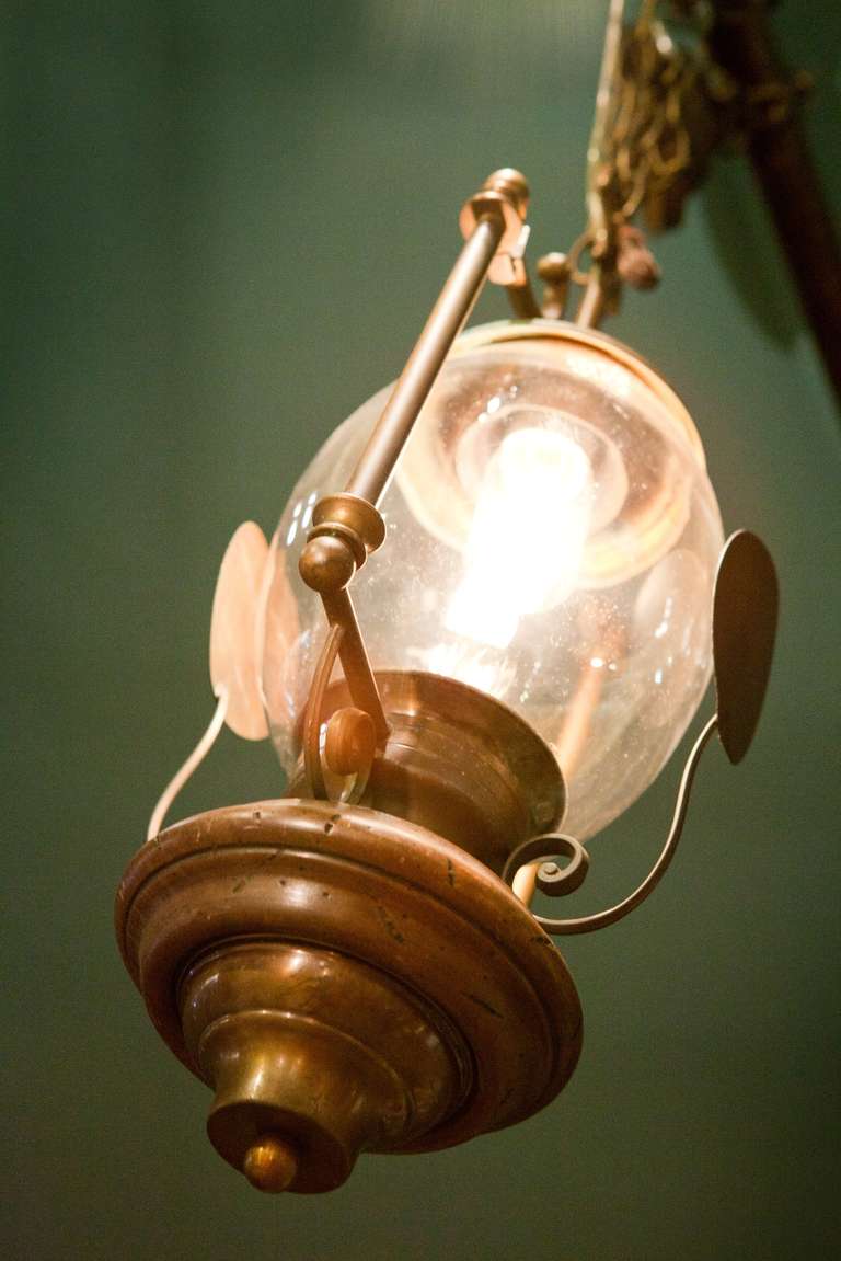 20th Century Antique Dutch Brass Hanging Lantern