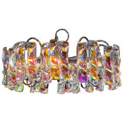 Colorful Crystal and Chrome Vintage Chandelier