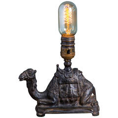 Antique Napoleon III Cast Iron Table Lamp with Camel