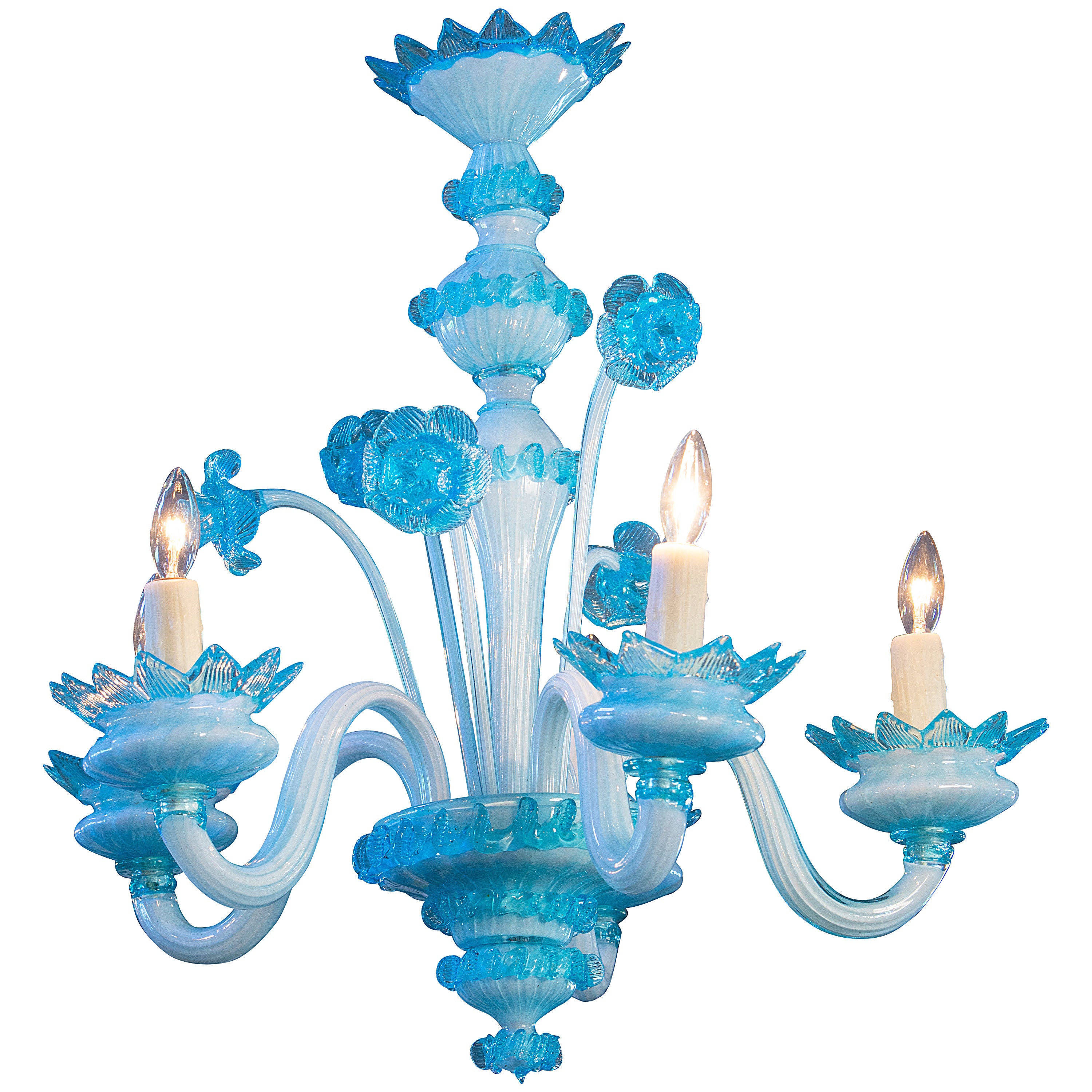 Handblown Vintage Blue Murano Chandelier