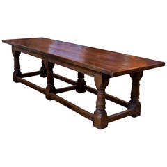 Massive Antique Oak Monastery Table from Belgium