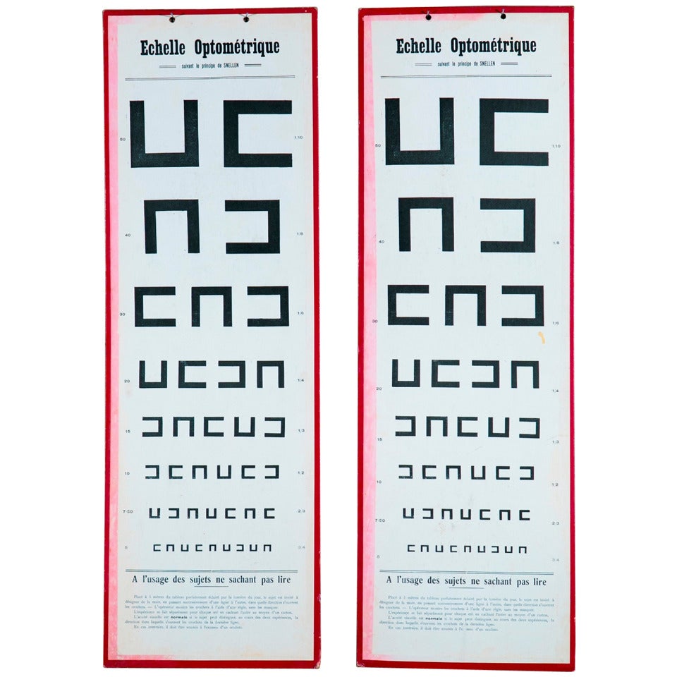 Vintage Eye Chart Poster - 5 For Sale on 1stDibs