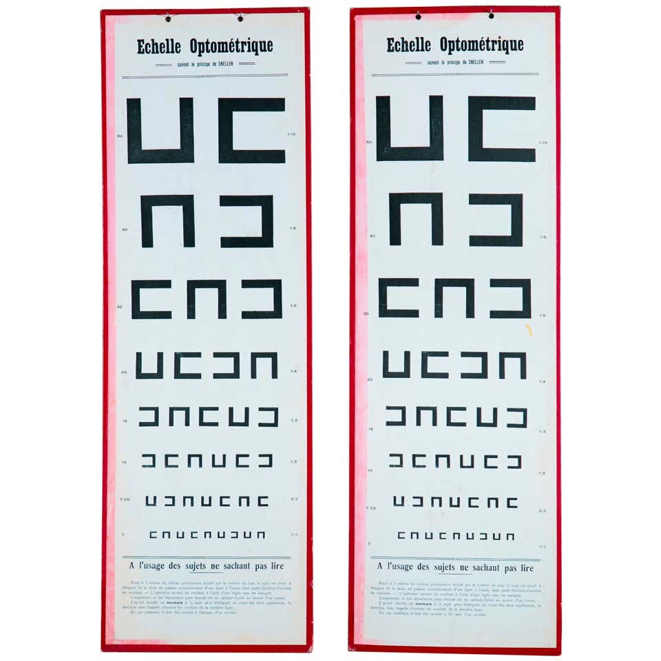 Vintage Eye Chart Poster - 5 For Sale on 1stDibs
