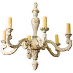 Overpainted carved wood chandelier from Belgium