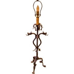 Hand-Forged Iron Floor Lamp with Dragon Motif