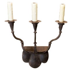 Hand-Forged Custom Iron "Fannin" Sconce with Three Arms