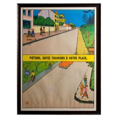 Vintage Belgian School Chart Showing Pedestrian Safety