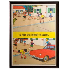 Vintage Belgian Chart of Playground Safety by J. Blokken