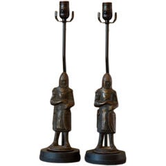 Pair of Bronze knight Lamps