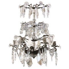 Antique French  Bronze and Crystal Chandelier
