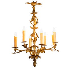 Bronze Art Nouveau Chandelier with 8 Lights