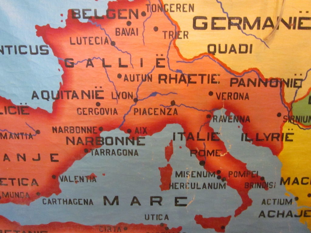 Vintage Hand-Painted Map of Roman Empire