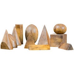 Set of Eleven Rare Miniature Wood Academic Shapes