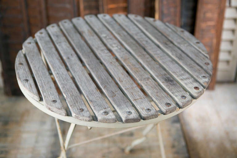 French Folding Wood and Iron Bistro Tables, circa 1920 For Sale at 1stdibs