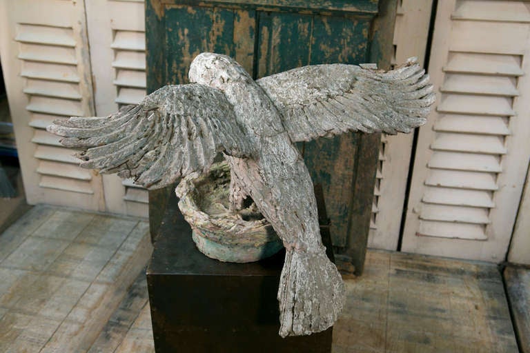 Antique French Concrete Eagle In Good Condition In Houston, TX