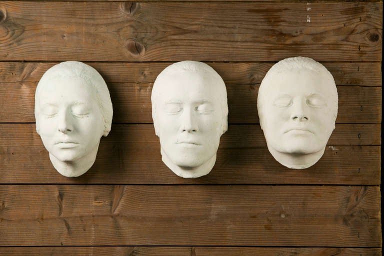 French Set of Three Plaster Masks of Human Faces