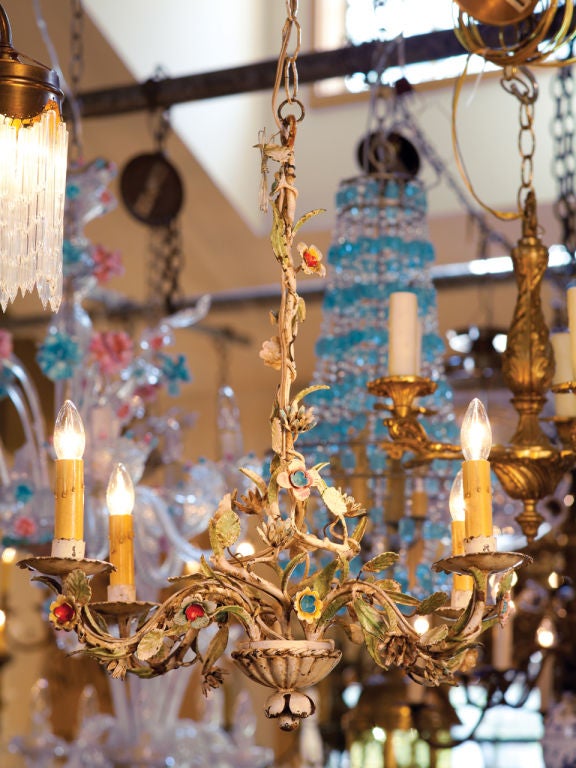 Vintage Italian tole chandelier